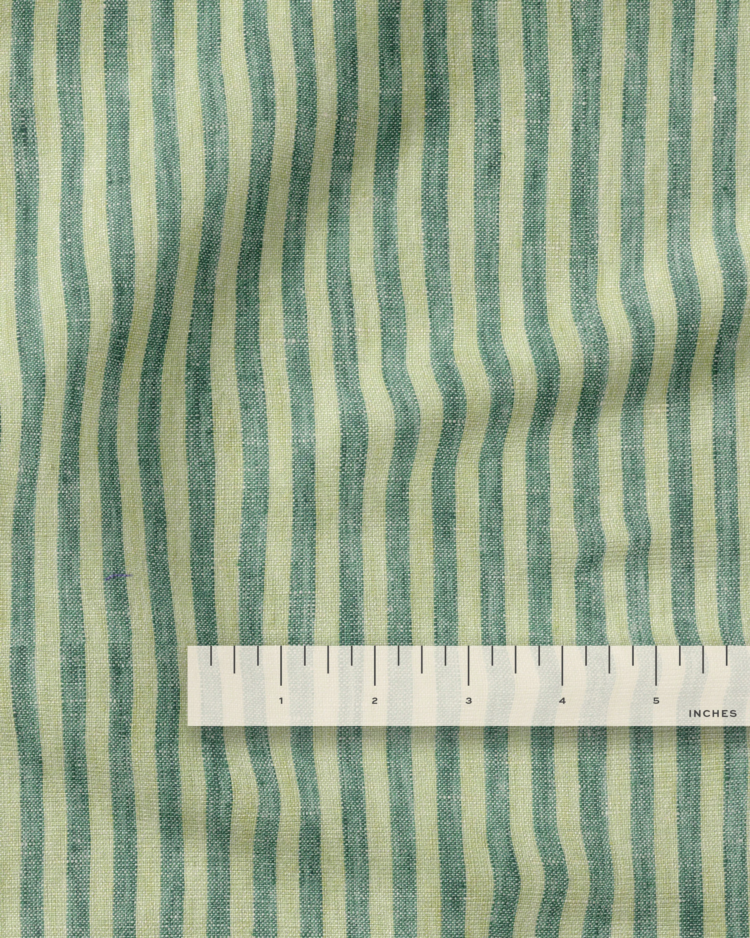 Apple Green Candy Stripe Washed Linen - Image 3