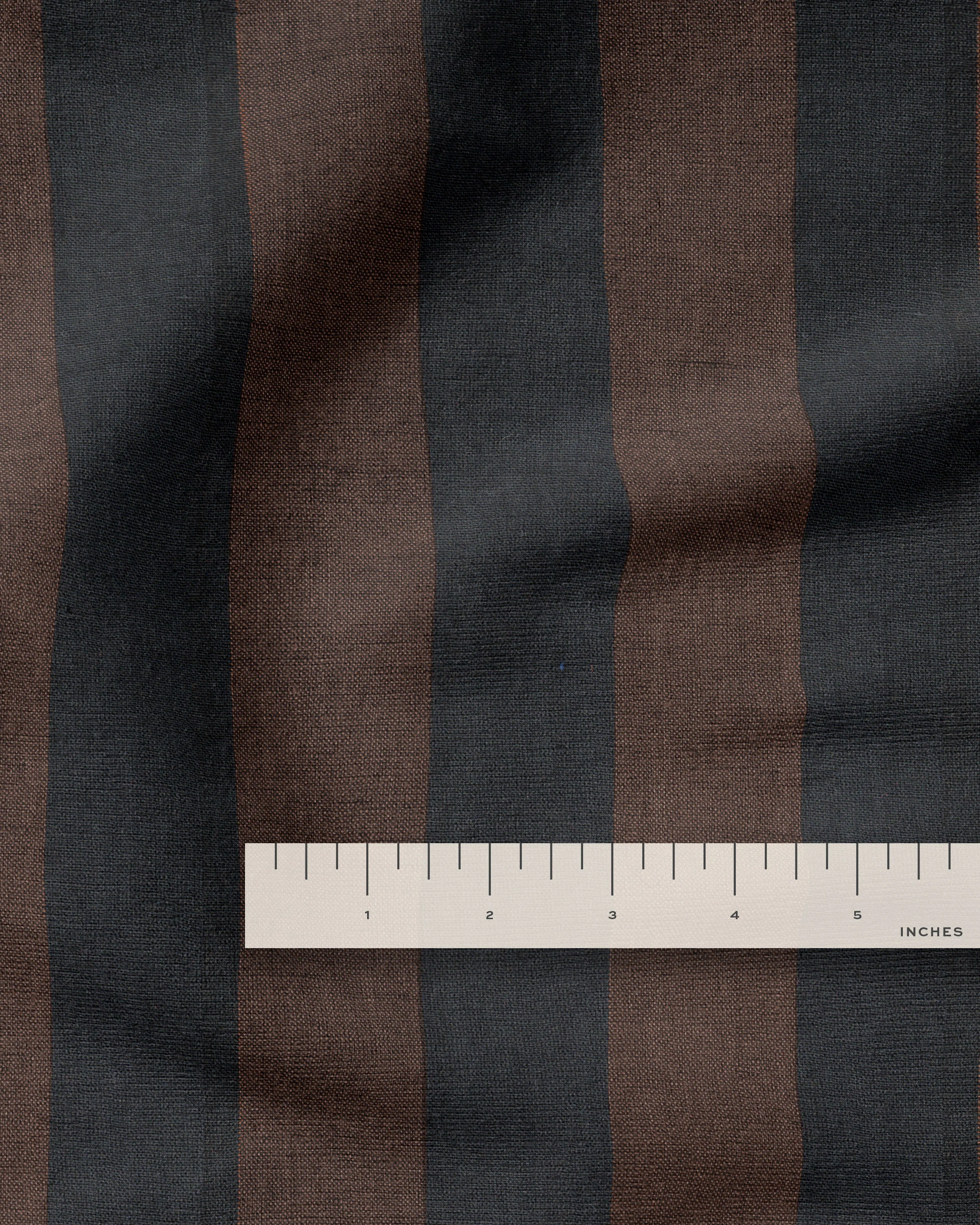 Black and Brown Club Stripe Washed Linen - Image 3