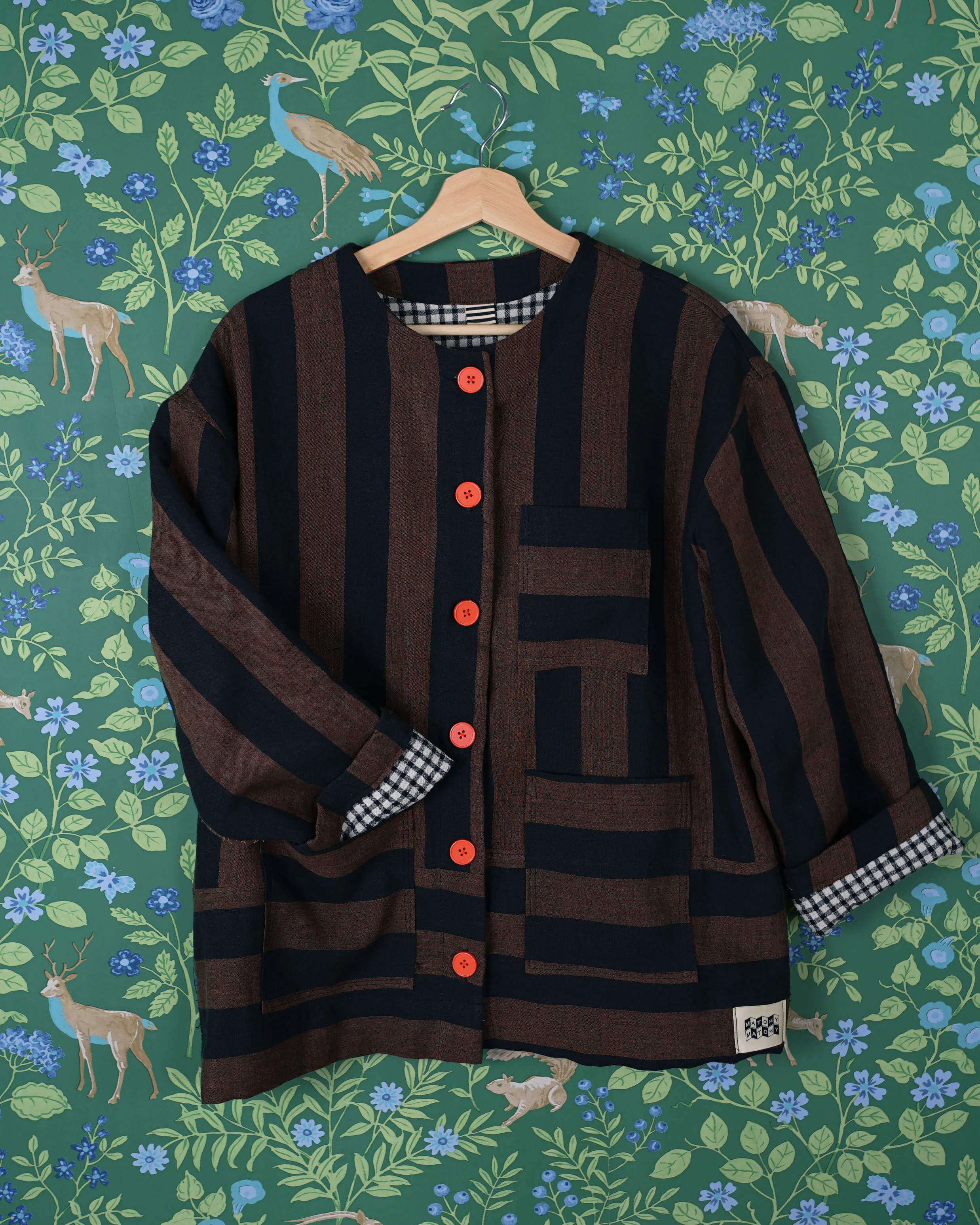 Black and Brown Club Stripe Washed Linen - Image 7