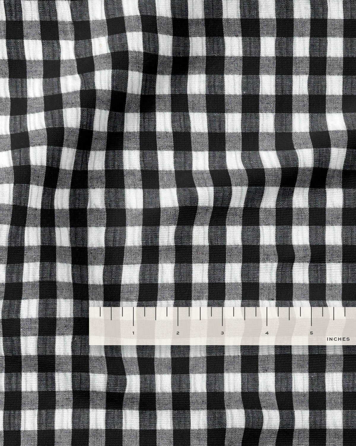 Black Medium Gingham Cotton Seersucker - Image 3