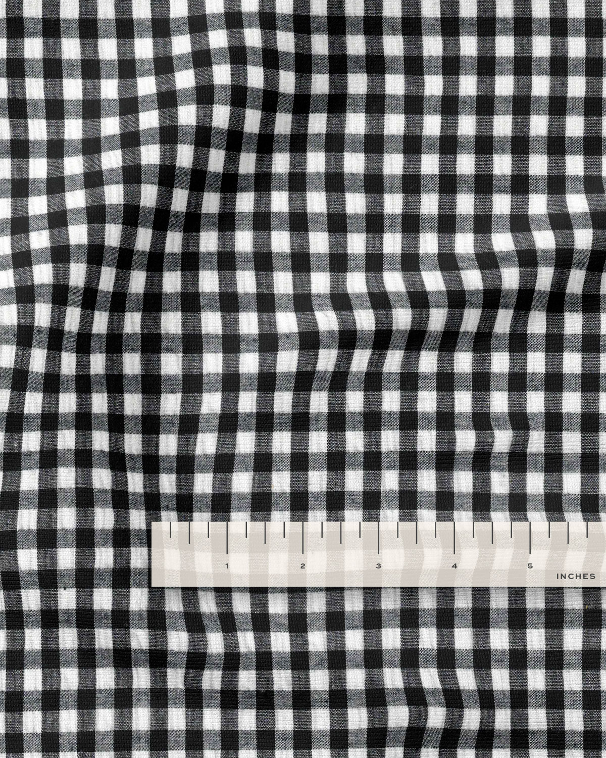 Black Small Gingham Cotton Seersucker - Image 3