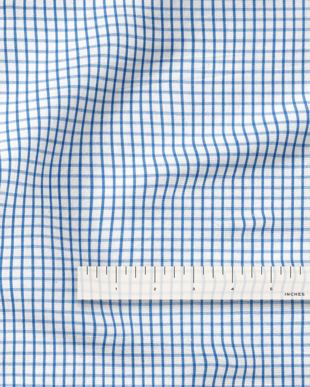 Blue Small Check Cotton Shirting - Image 3