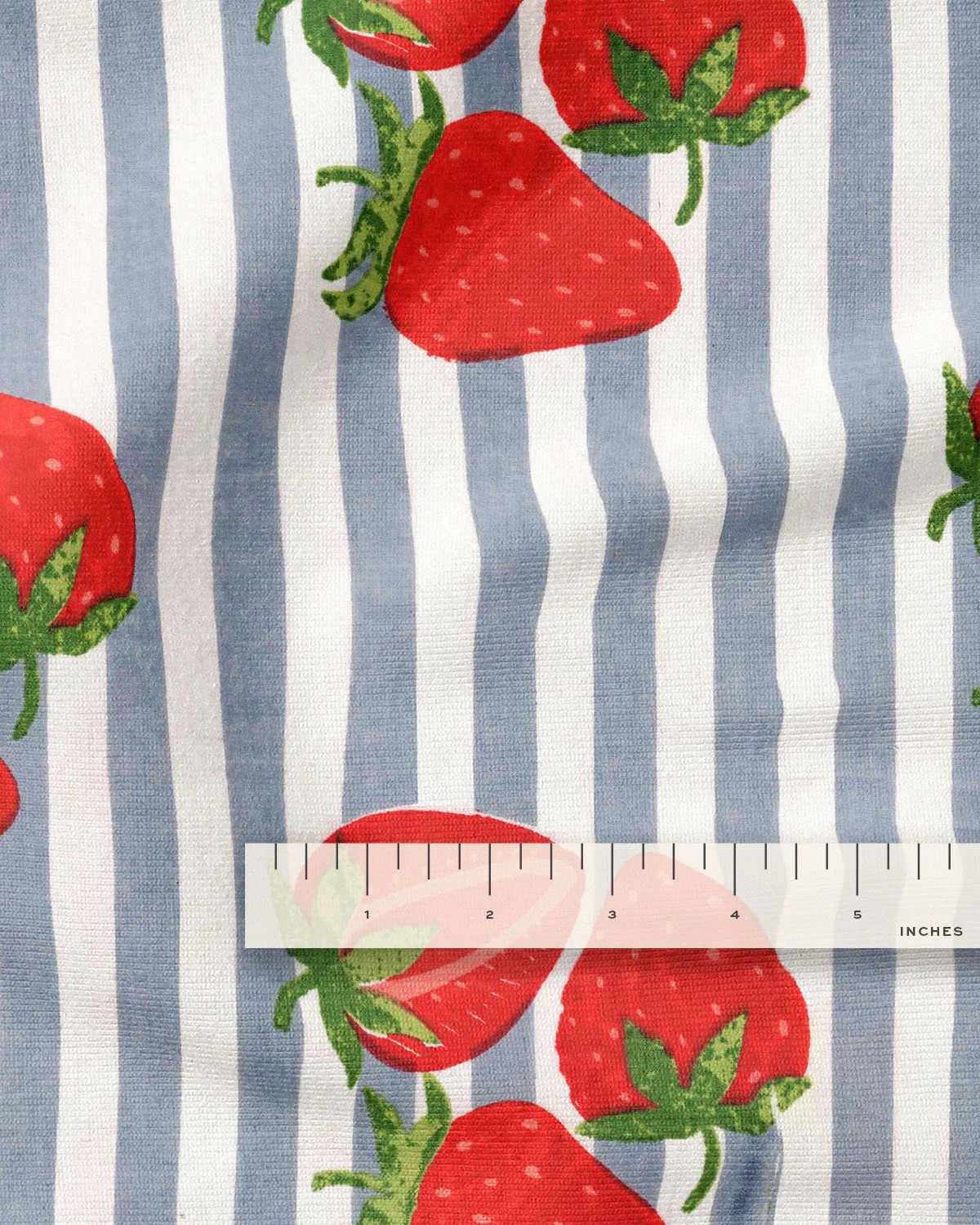 Blue Strawberries Block Print Cotton - Image 3