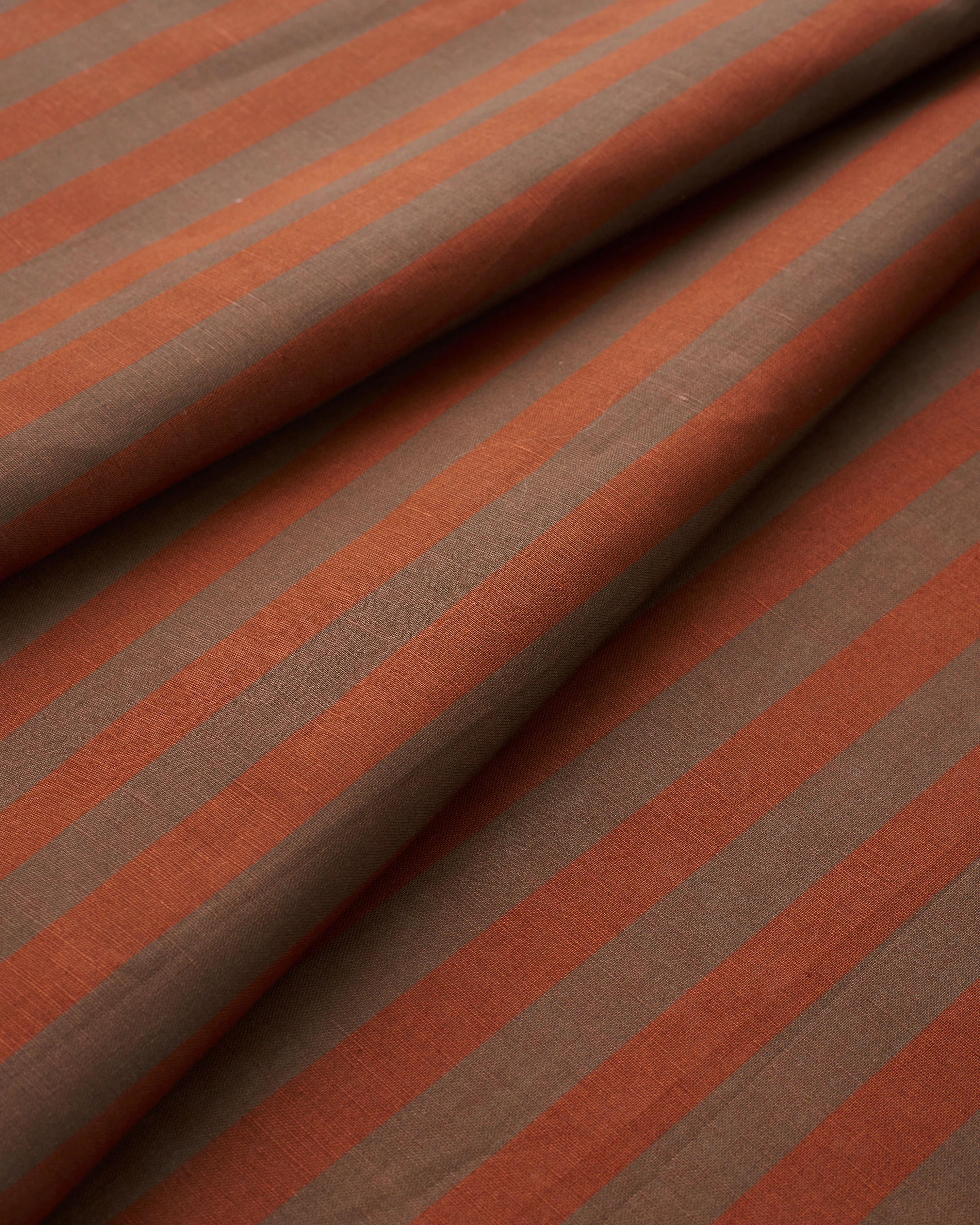 Brown and Copper Cotton Linen Stripe - Image 2