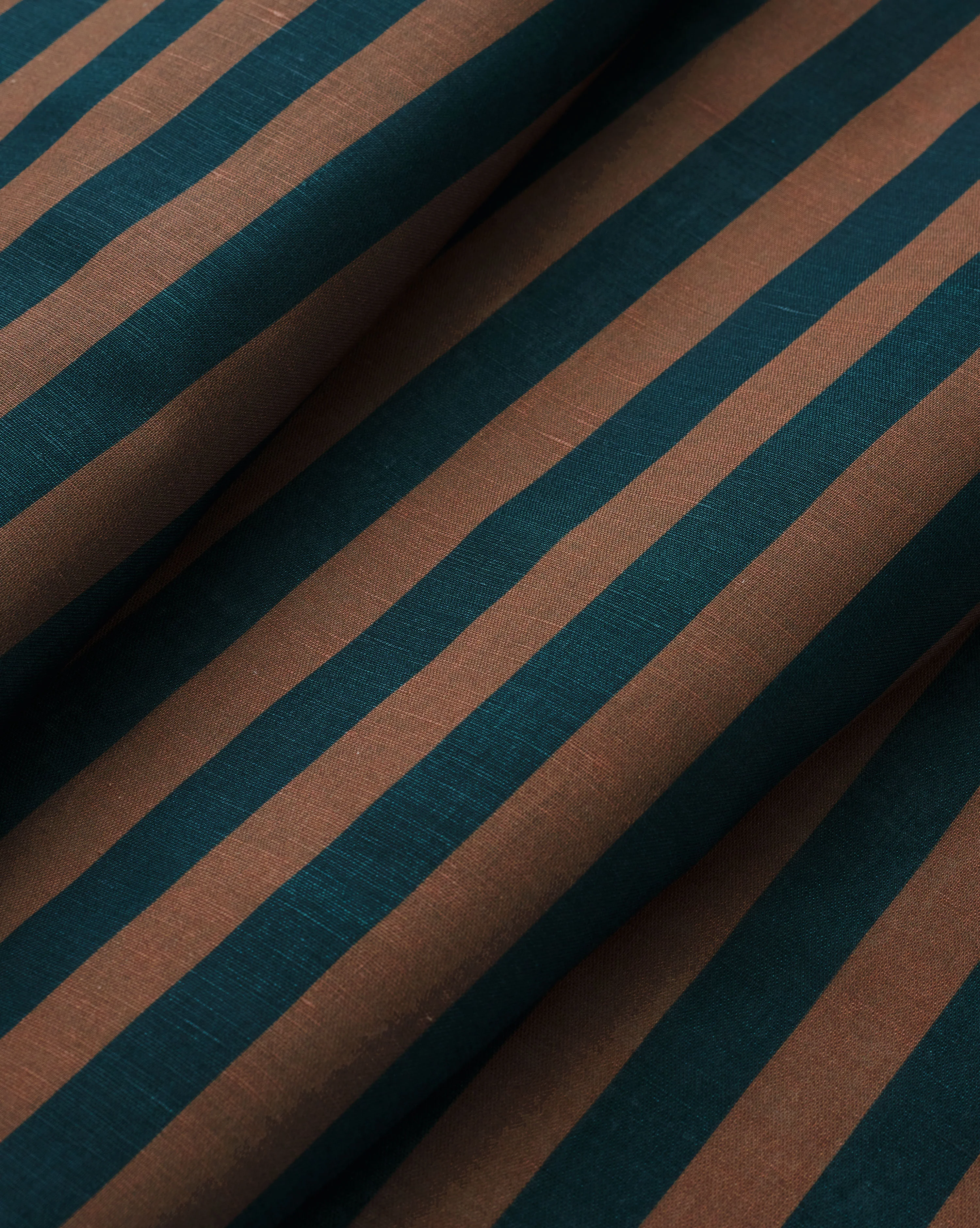 Brown and Navy Cotton Linen Stripe - Image 2