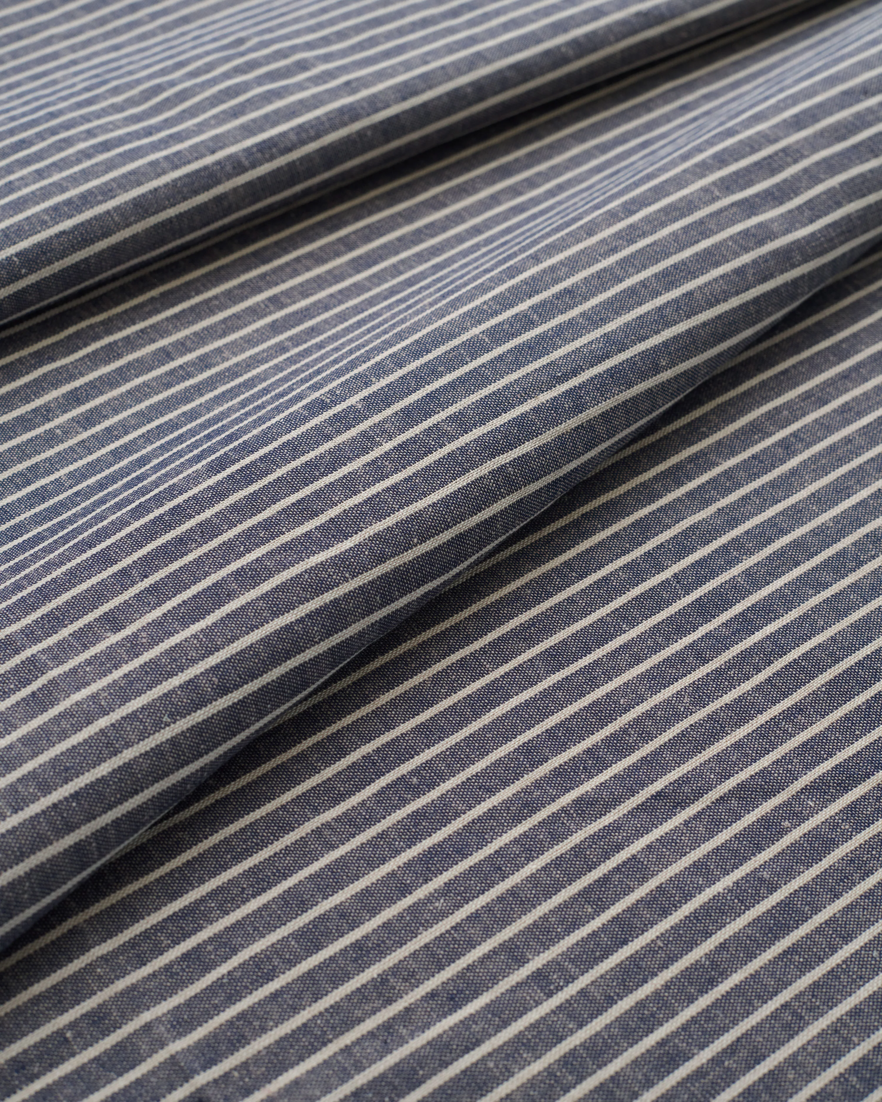 Charcoal Blue and Tan Stripe Linen Cotton - Image 2