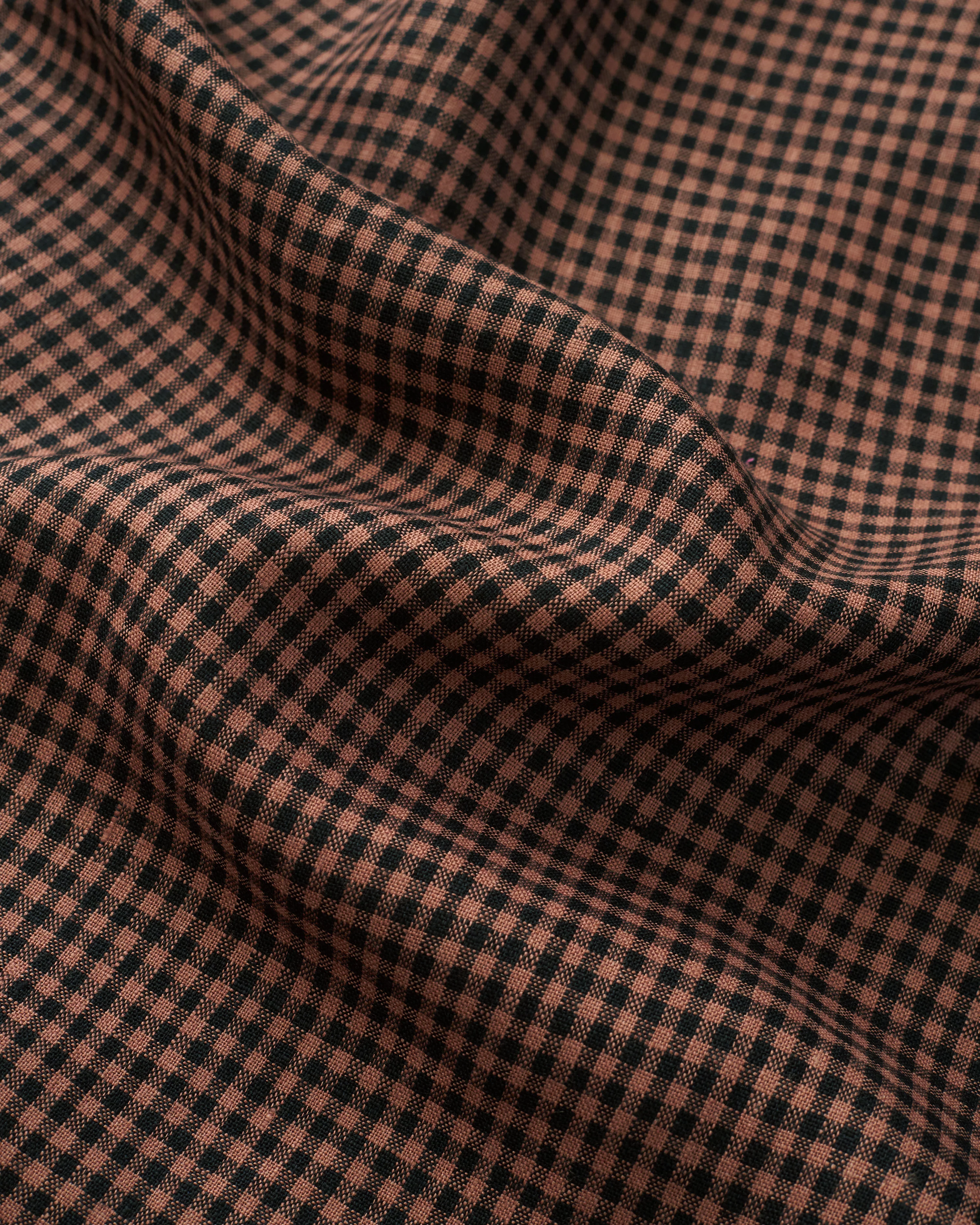 Cocoa Nib Micro Gingham Washed Linen