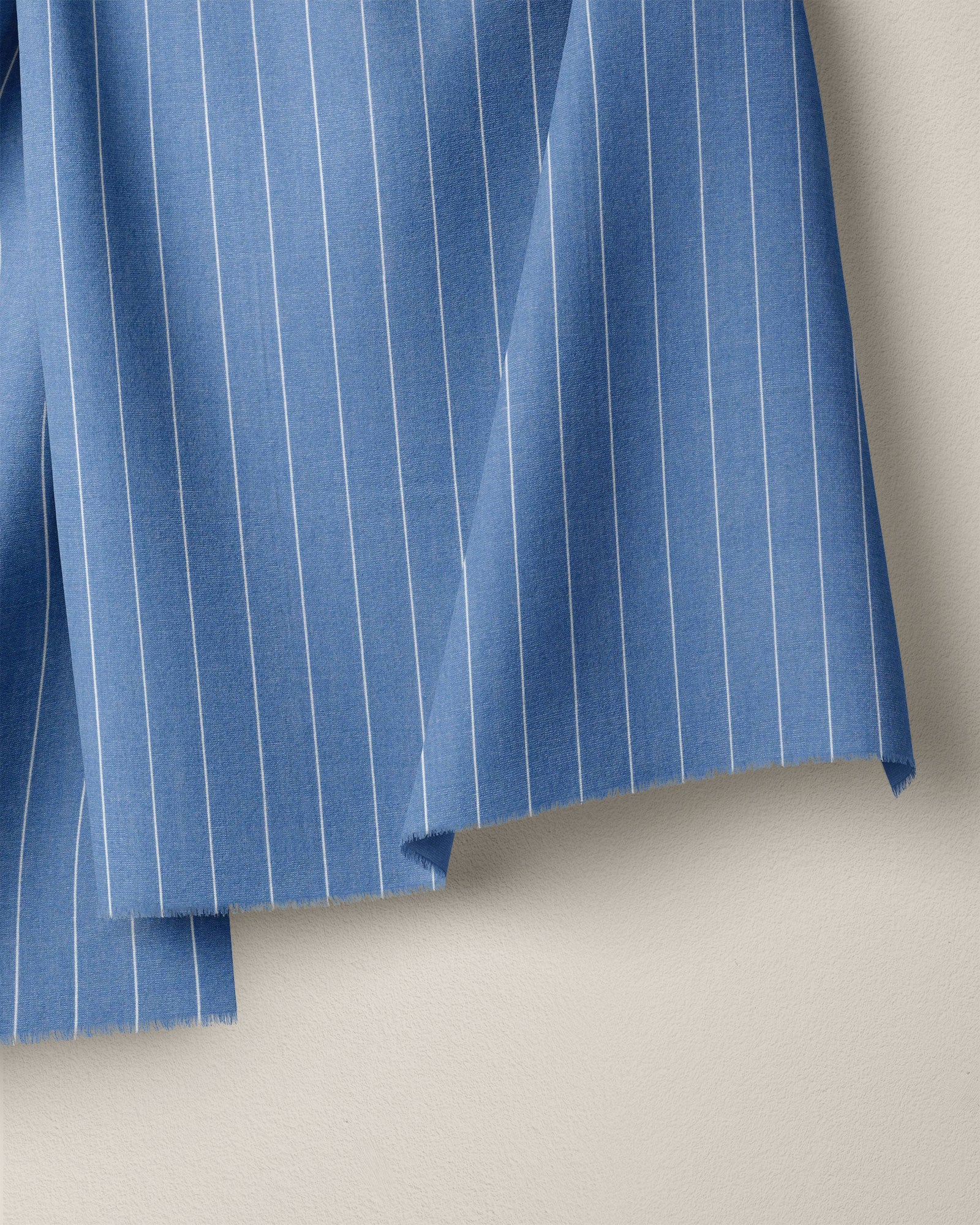 Everyday Blue Wide Pinstripe Cotton Shirting - Image 2