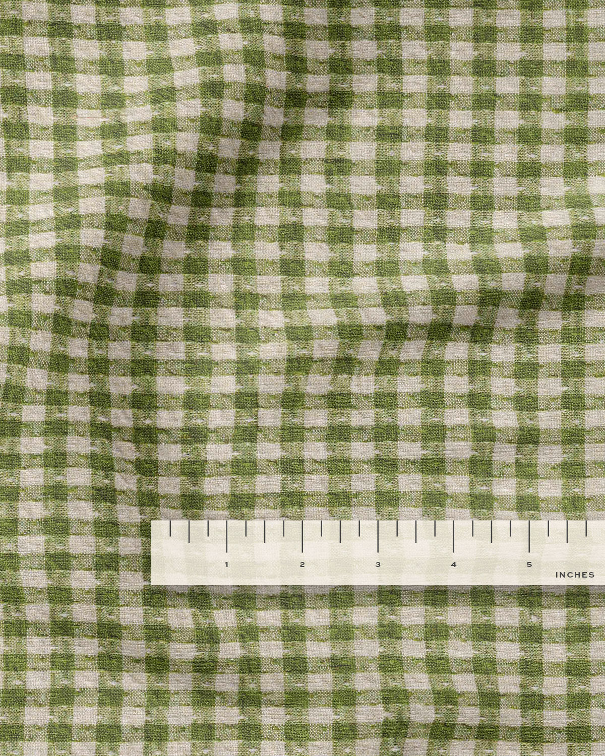 Fern and Natural Gingham Dobby Weave Linen - Image 3