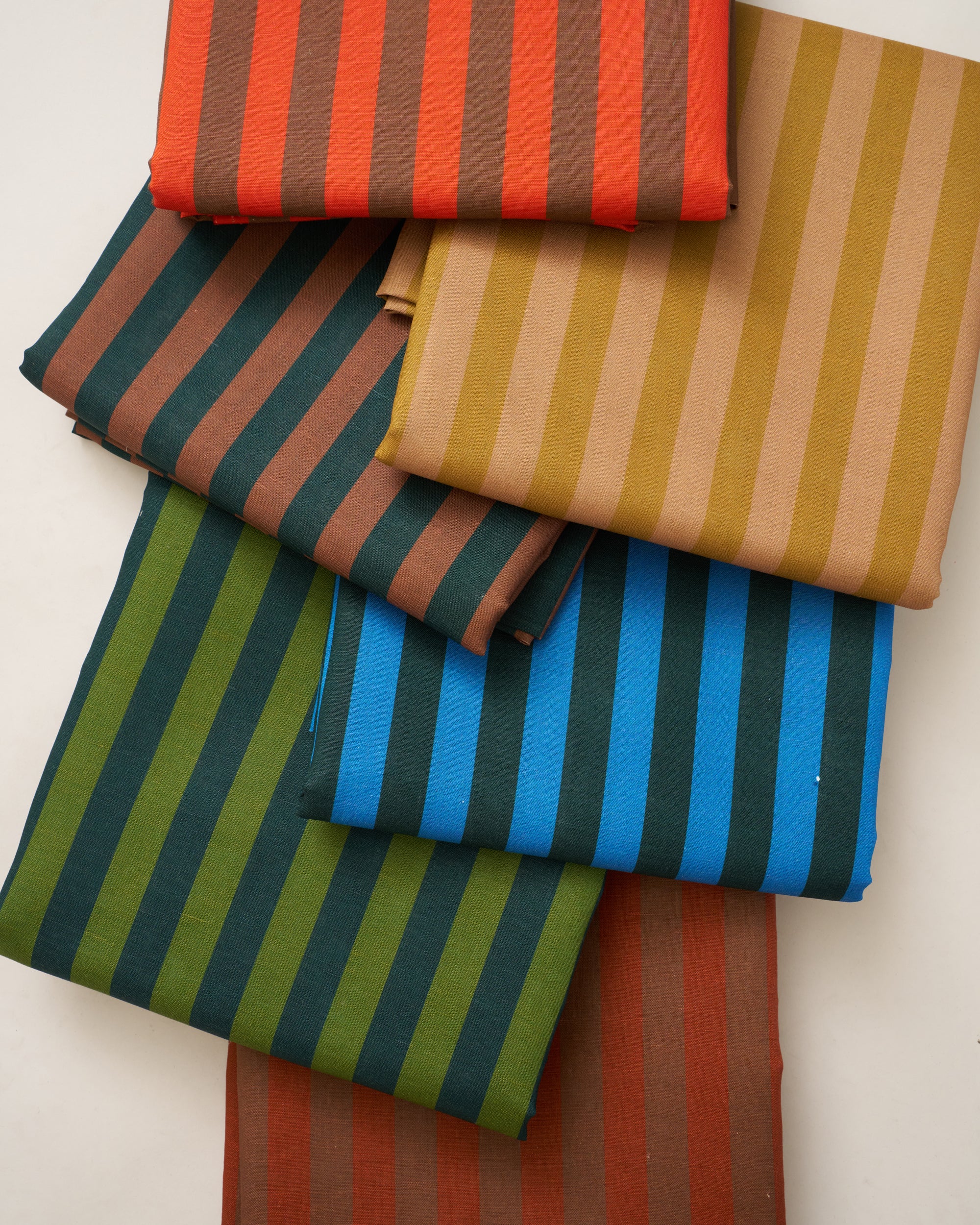 Brown and Copper Cotton Linen Stripe - Image 4