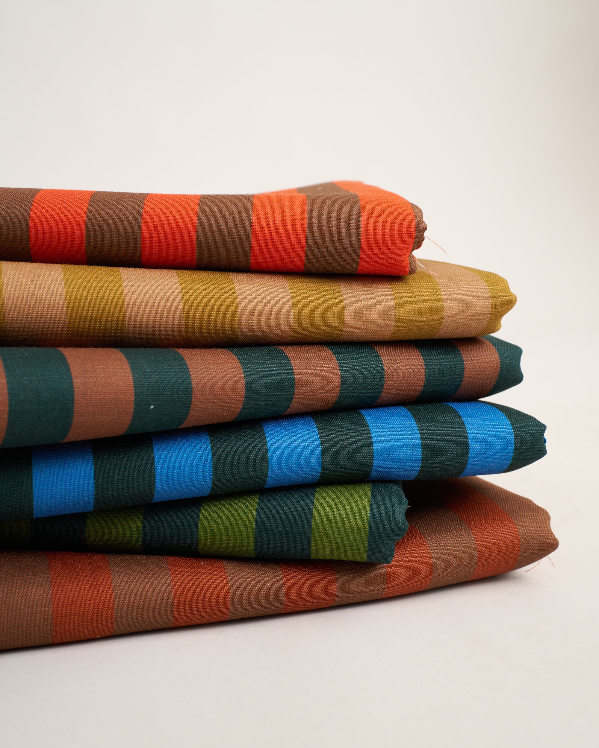 Brown and Copper Cotton Linen Stripe - Image 5