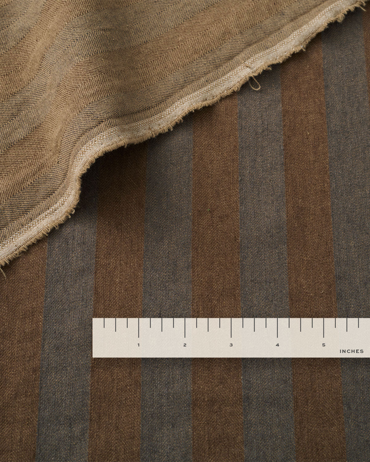 Golden Gray Stripe Linen Cotton Denim - Image 3