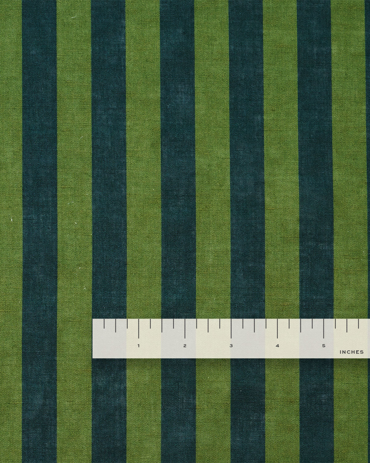 Green and Navy Cotton Linen Stripe - Image 3