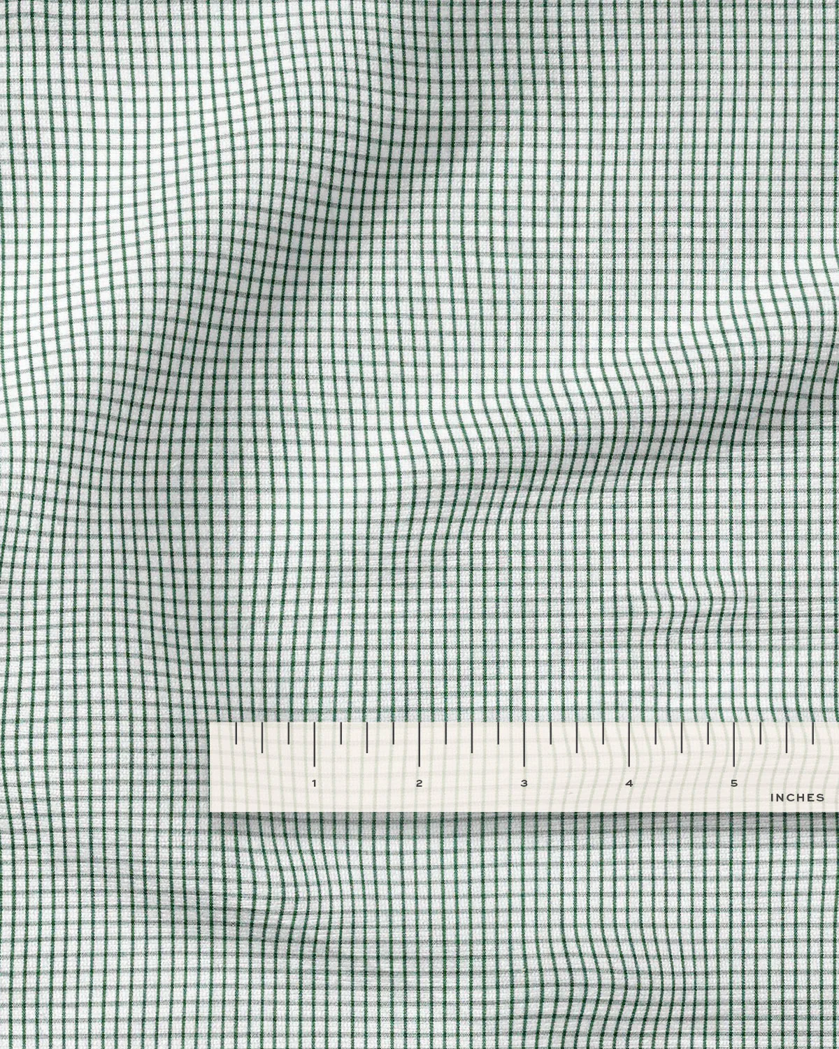Green Mini Check Cotton Shirting - Image 3