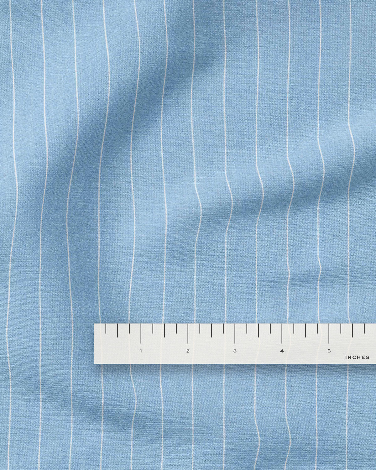 Light Blue Wide Pinstripe Cotton Shirting - Image 3
