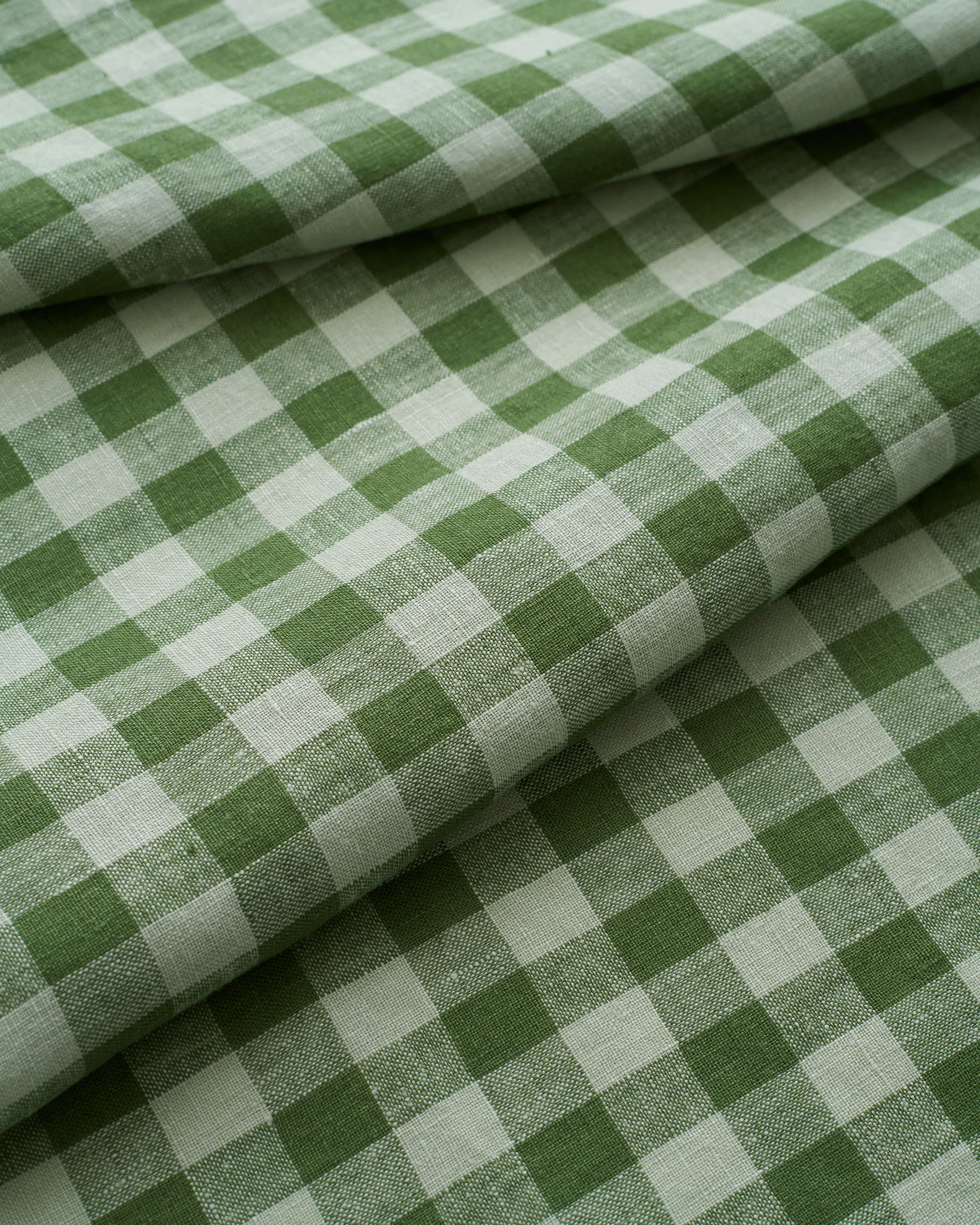 Medium Chive Gingham Washed Linen - Image 3