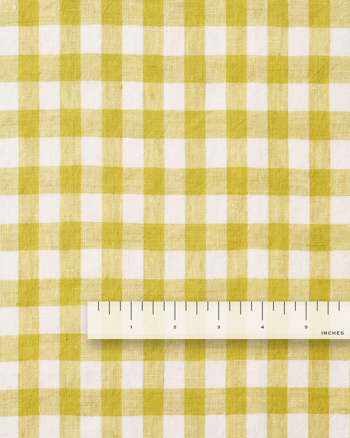 Medium Citron Gingham Washed Linen - Image 4