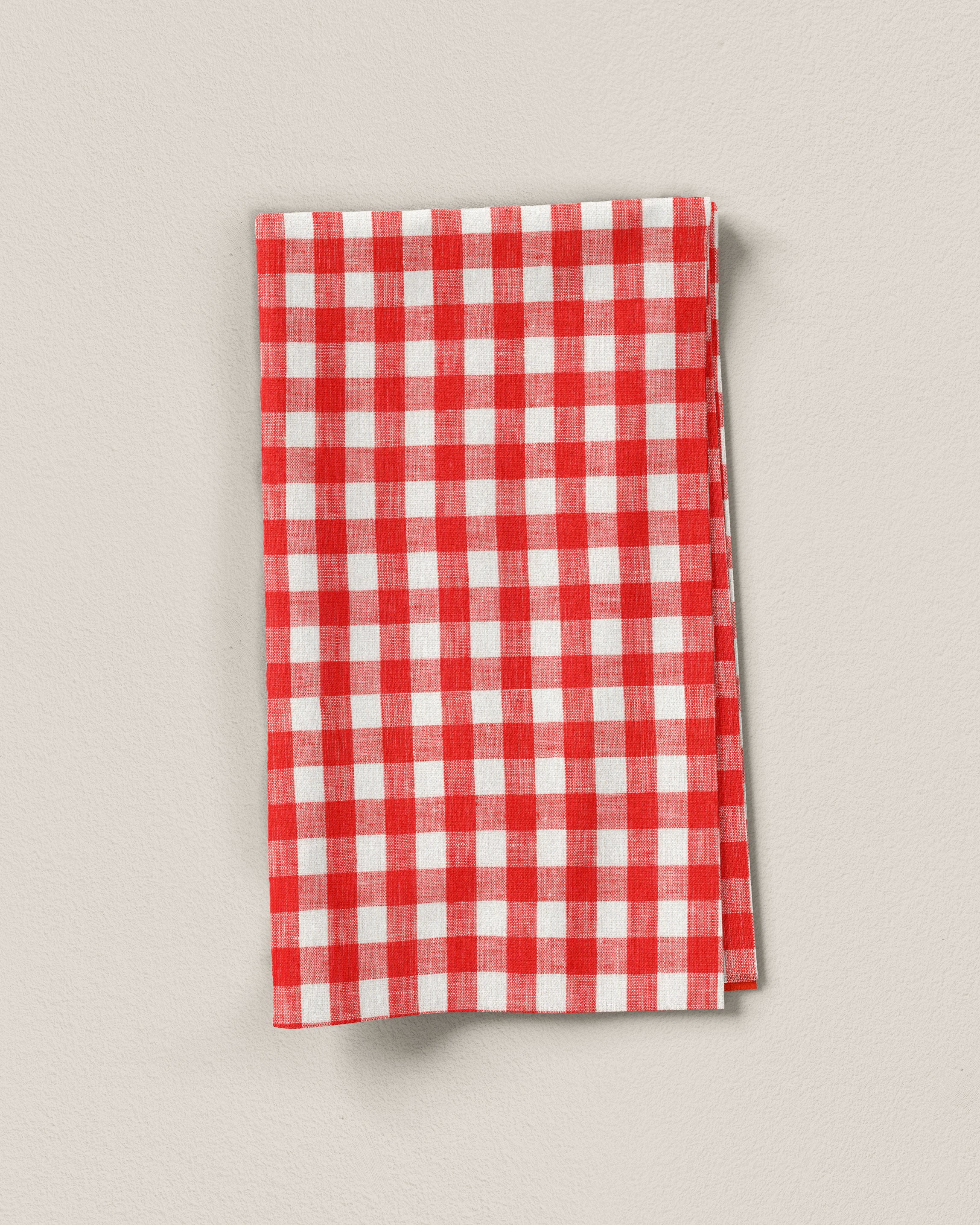 Medium Red Gingham Linen