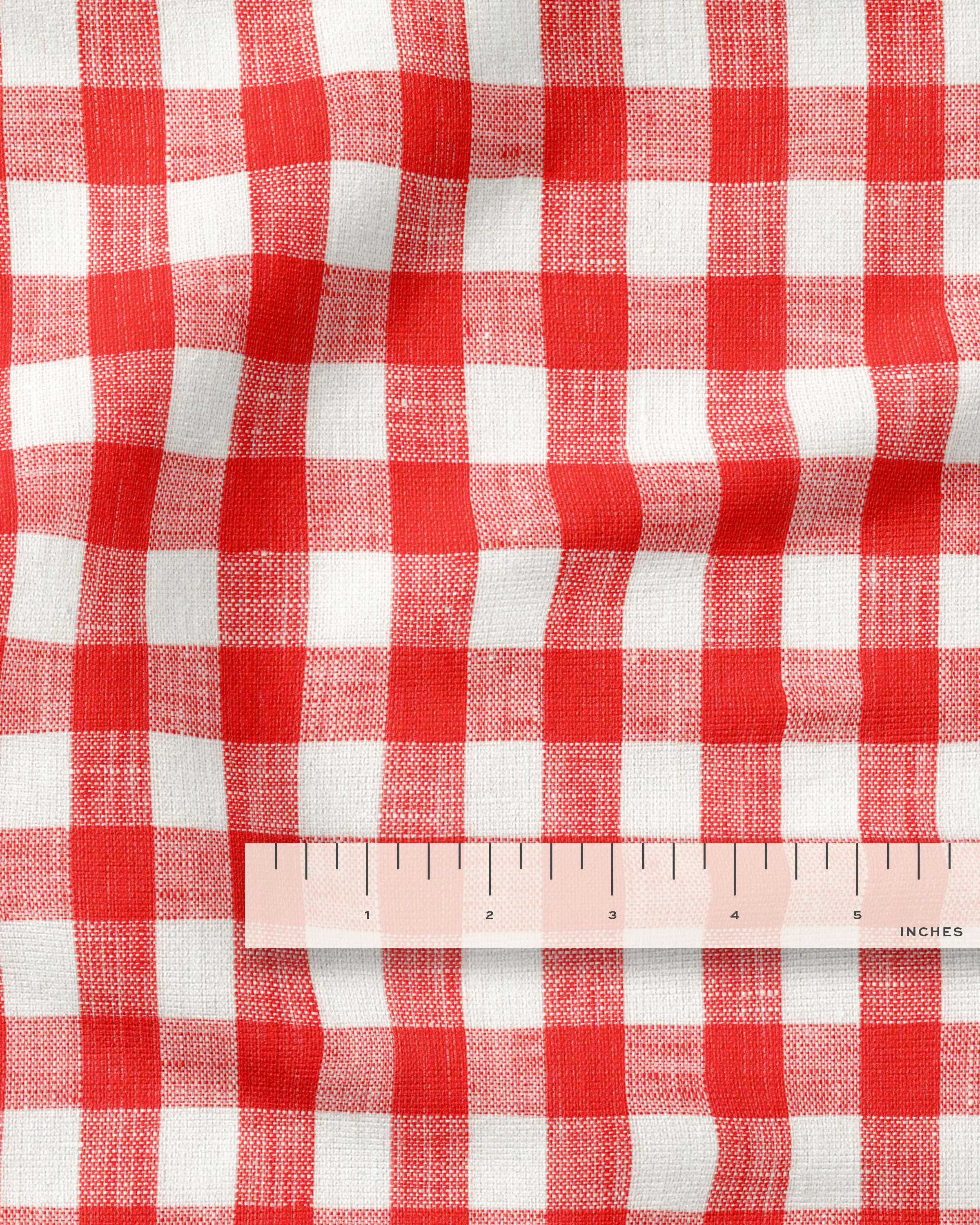 Medium Red Gingham Linen - Image 3