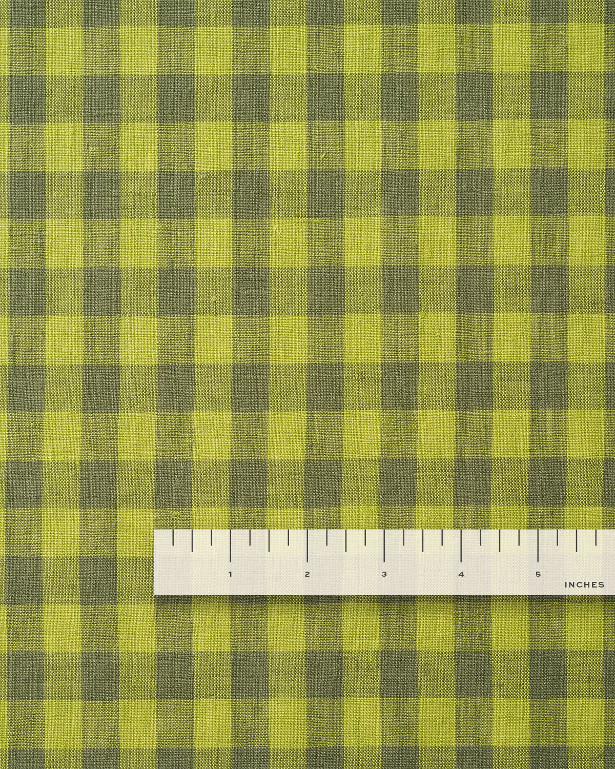 Medium Spanish Olive Gingham Washed Linen - Image 4
