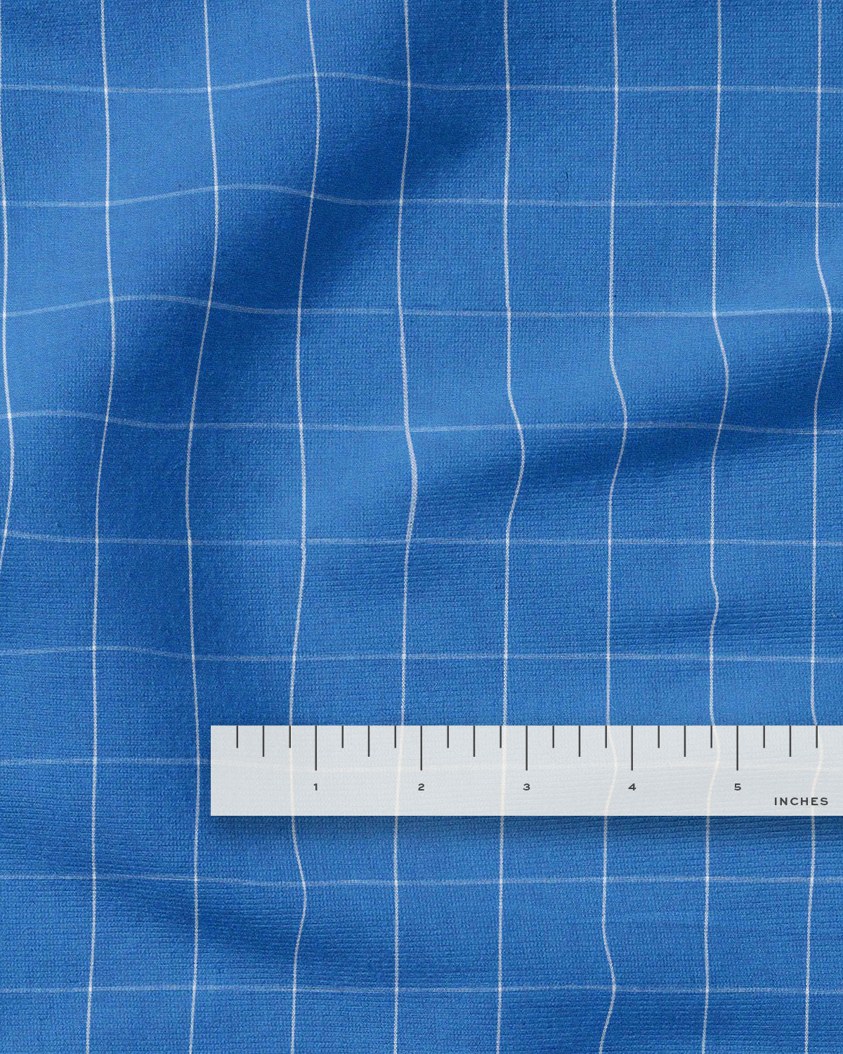 Mid Blue Large Grid Cotton Shirting - Image 3