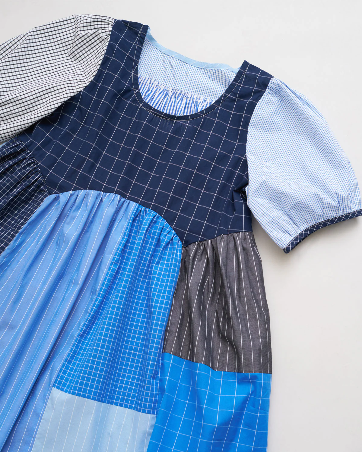 Light Blue Wide Stripe Leno Weave Cotton Shirting - Image 4