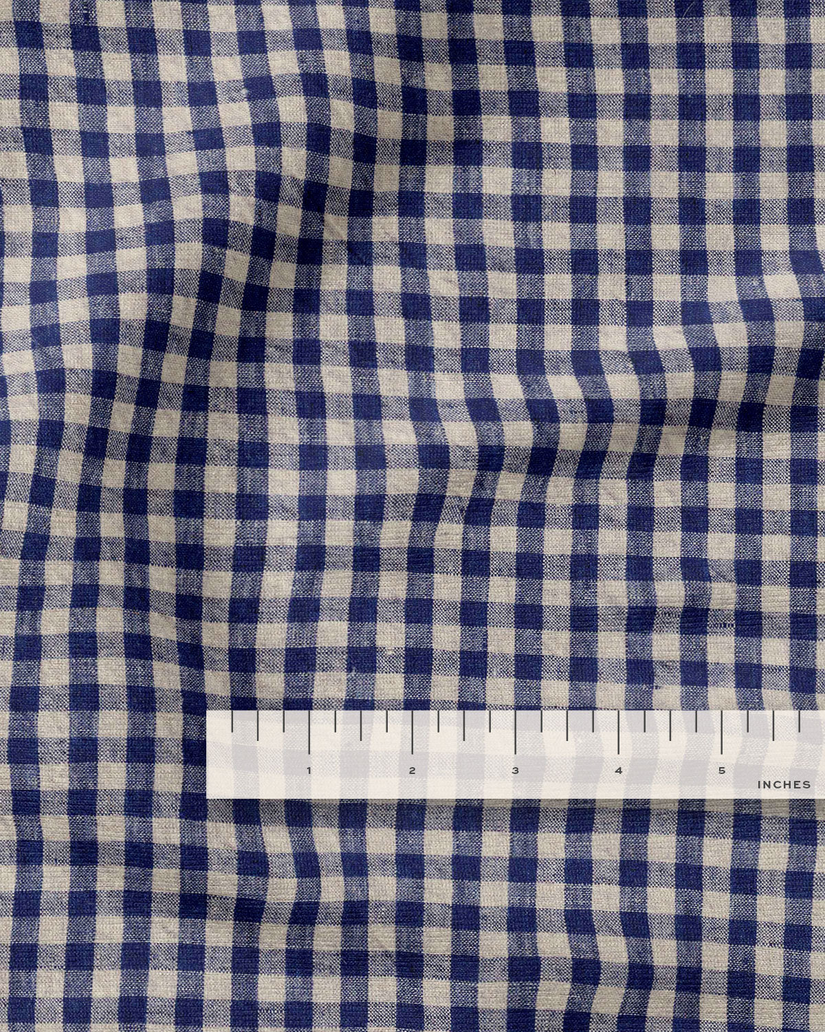 Navy Small Gingham Stonewashed Linen - Image 3