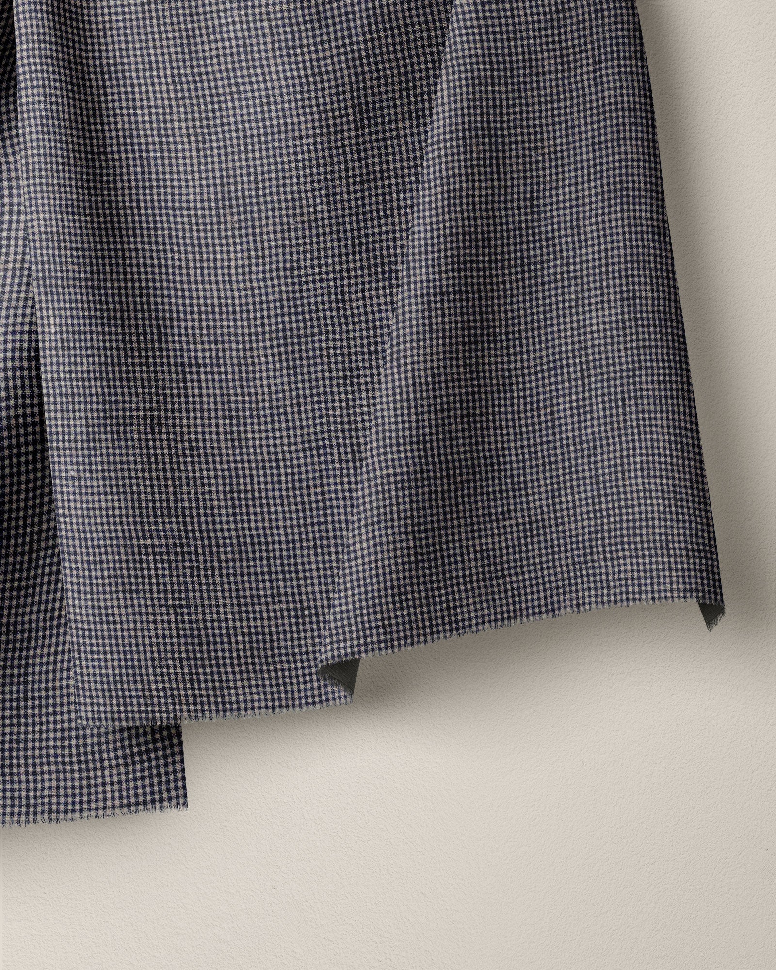 Navy Tiny Gingham Stonewashed Linen - Image 2