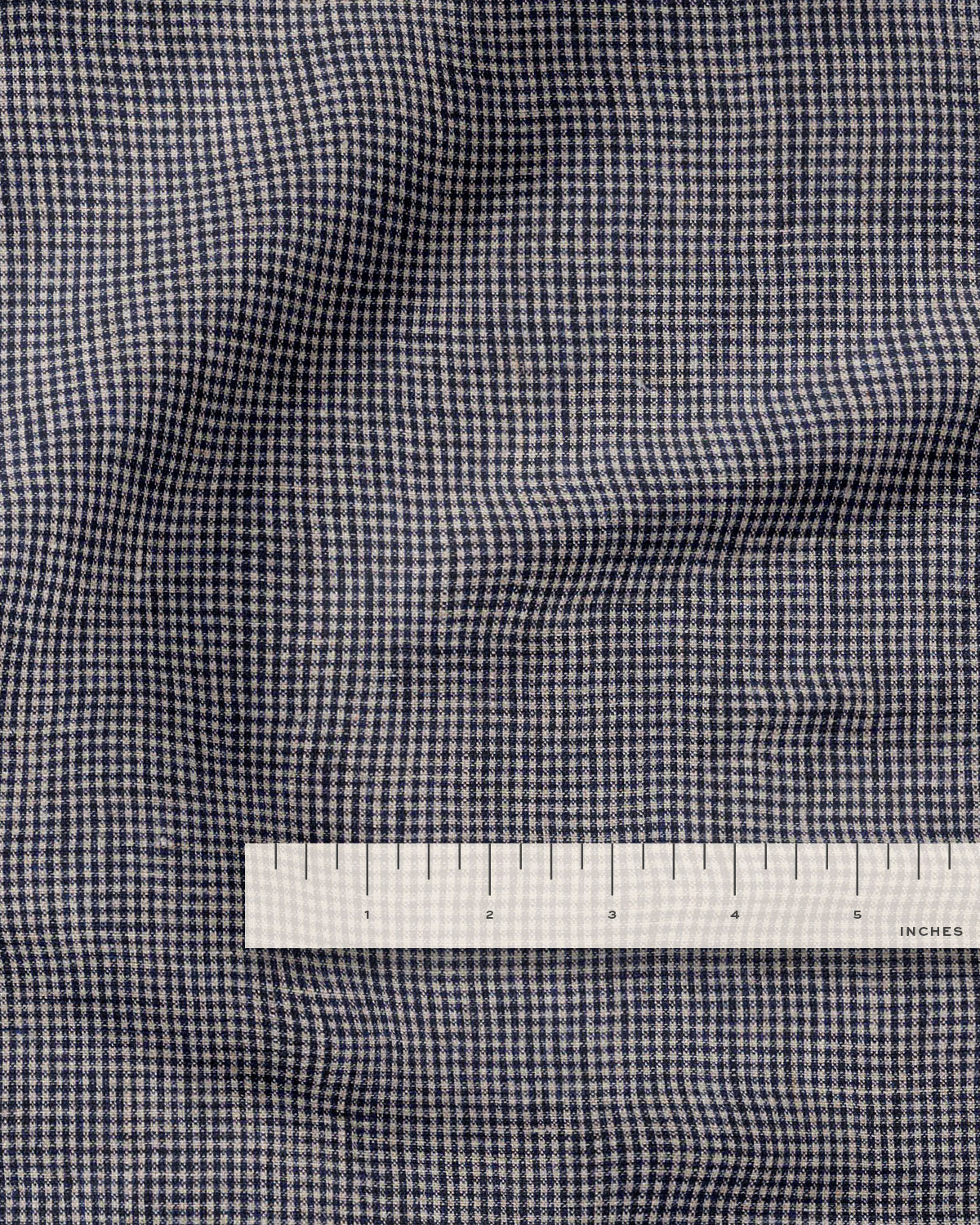 Navy Tiny Gingham Stonewashed Linen - Image 3