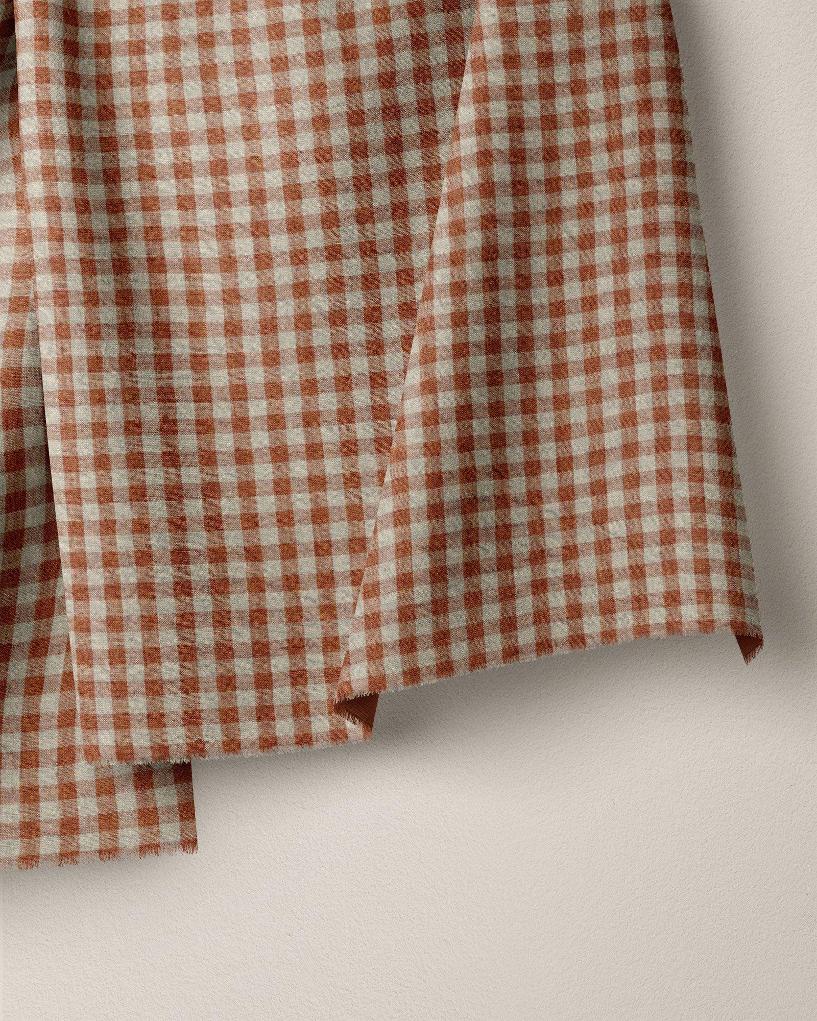 Pecan Small Gingham Stonewashed Linen - Image 2