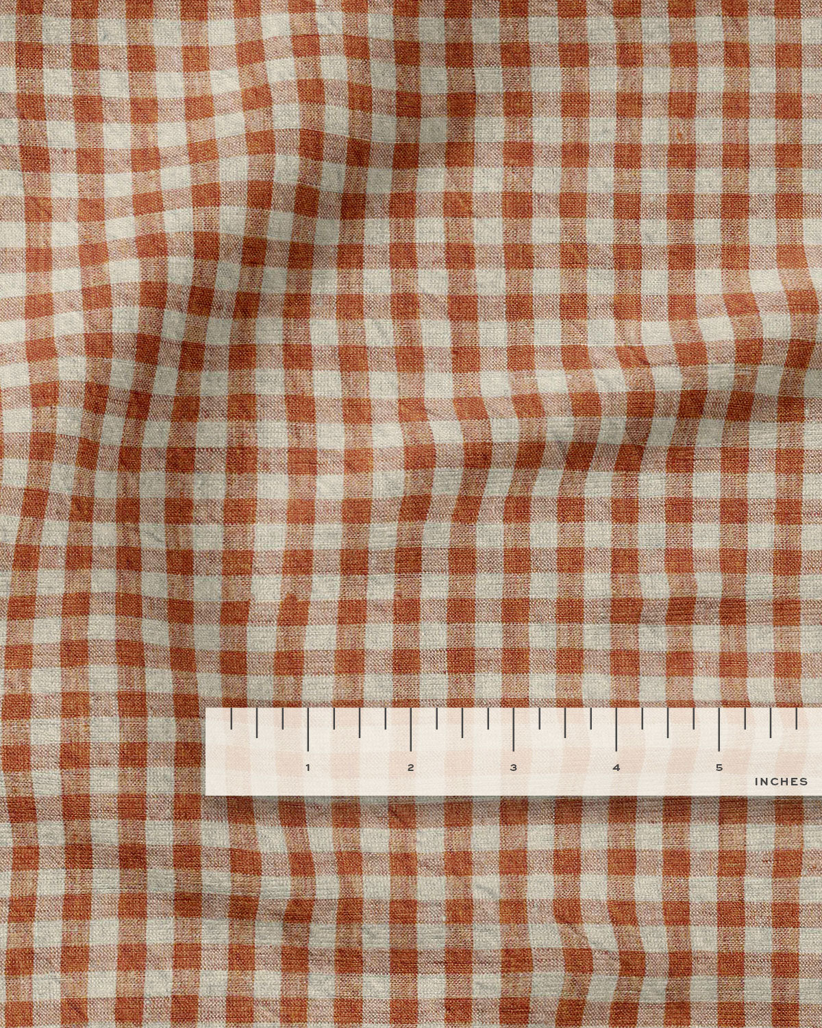 Pecan Small Gingham Stonewashed Linen - Image 3