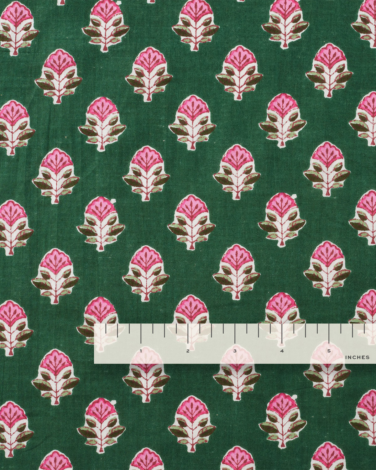 Pink and Green Bloom Block Print Cotton - Image 3