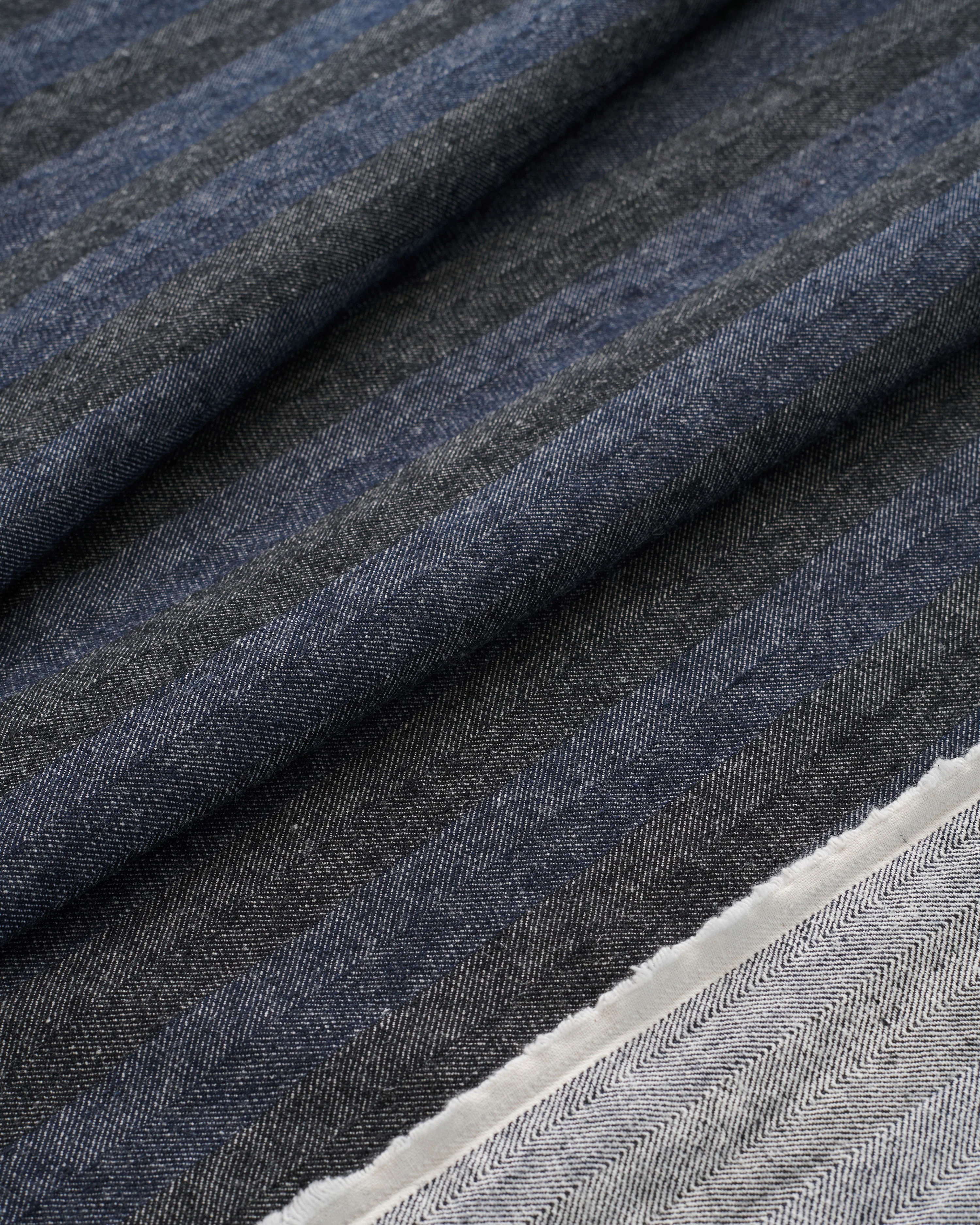 Prep Blue Stripe Linen Cotton Denim - Image 2