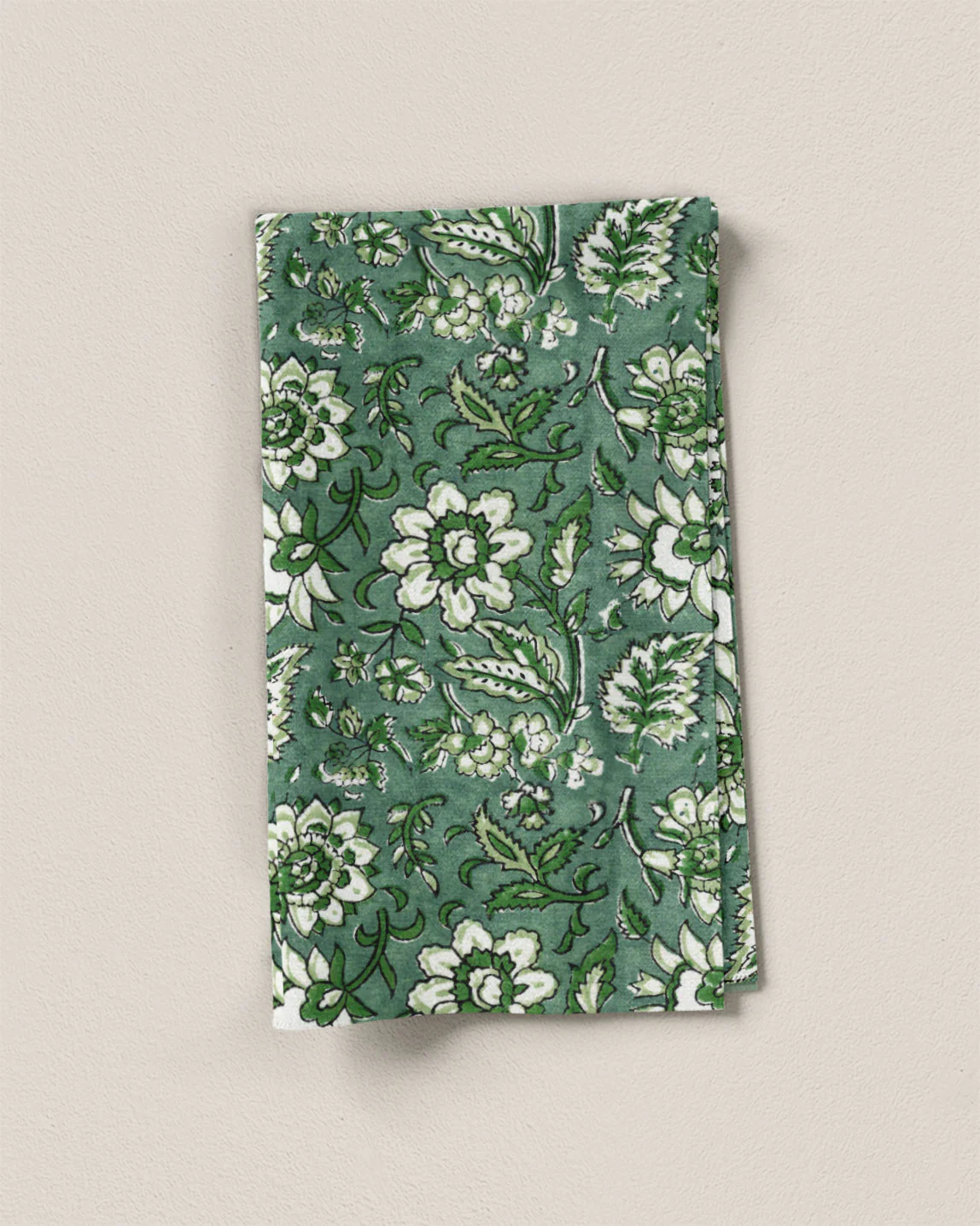 Sea Green Floral Block Print Cotton