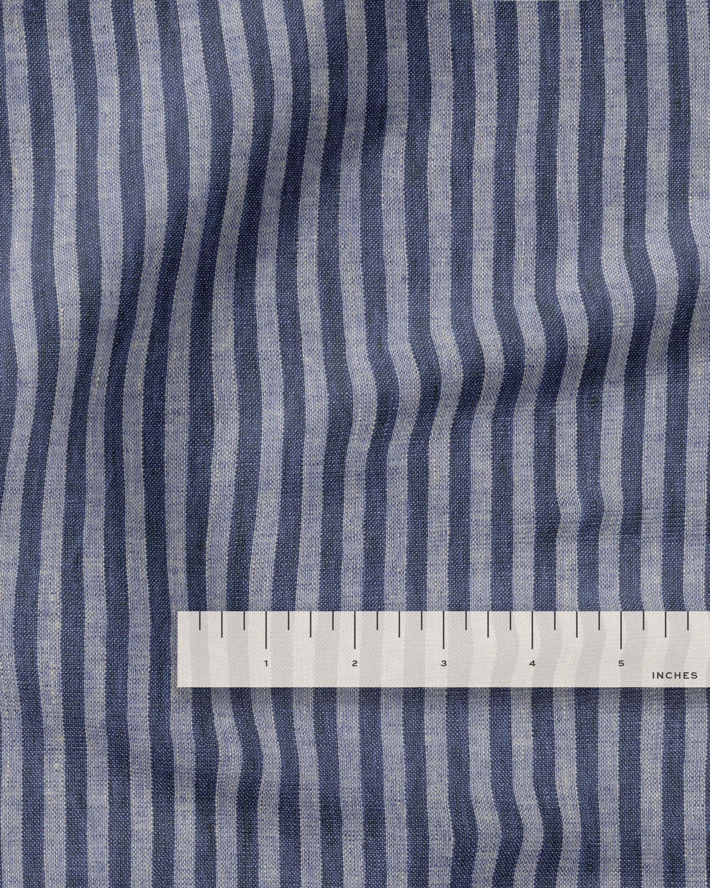 Sail Blue Candy Stripe Washed Linen - Image 3