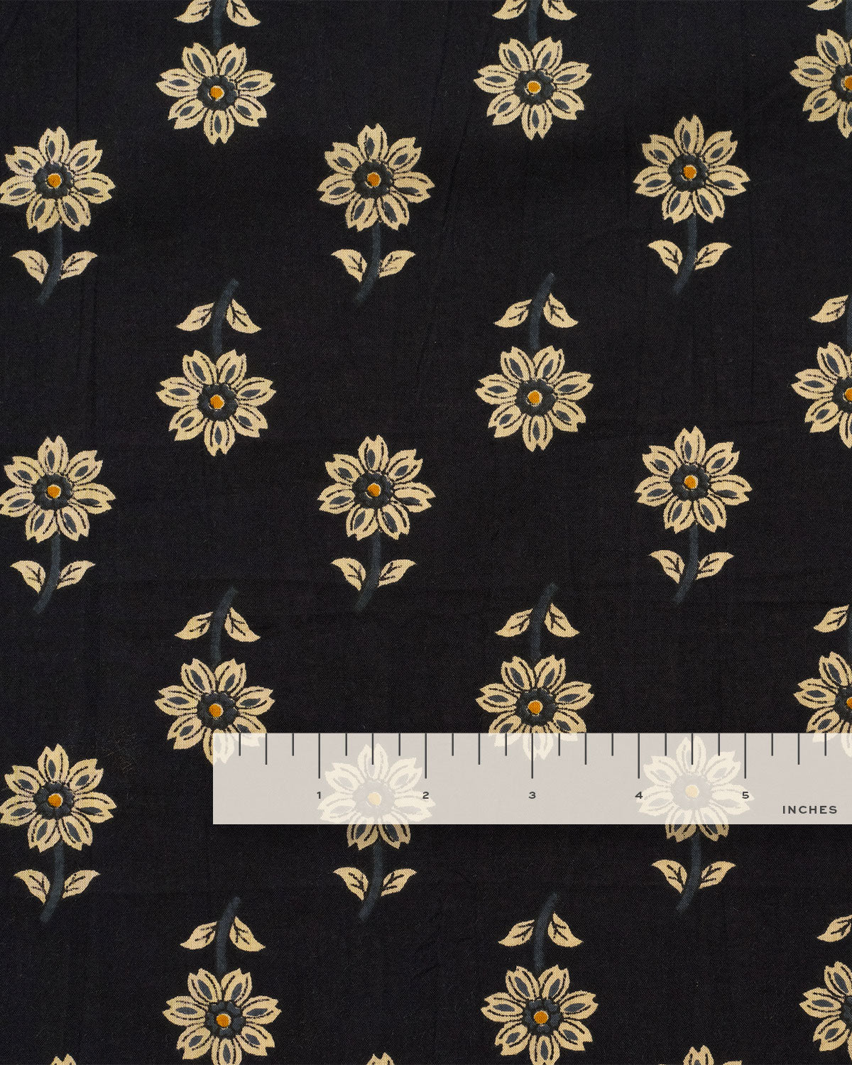 Tan on Black Bloom Block Print Cotton - Image 3
