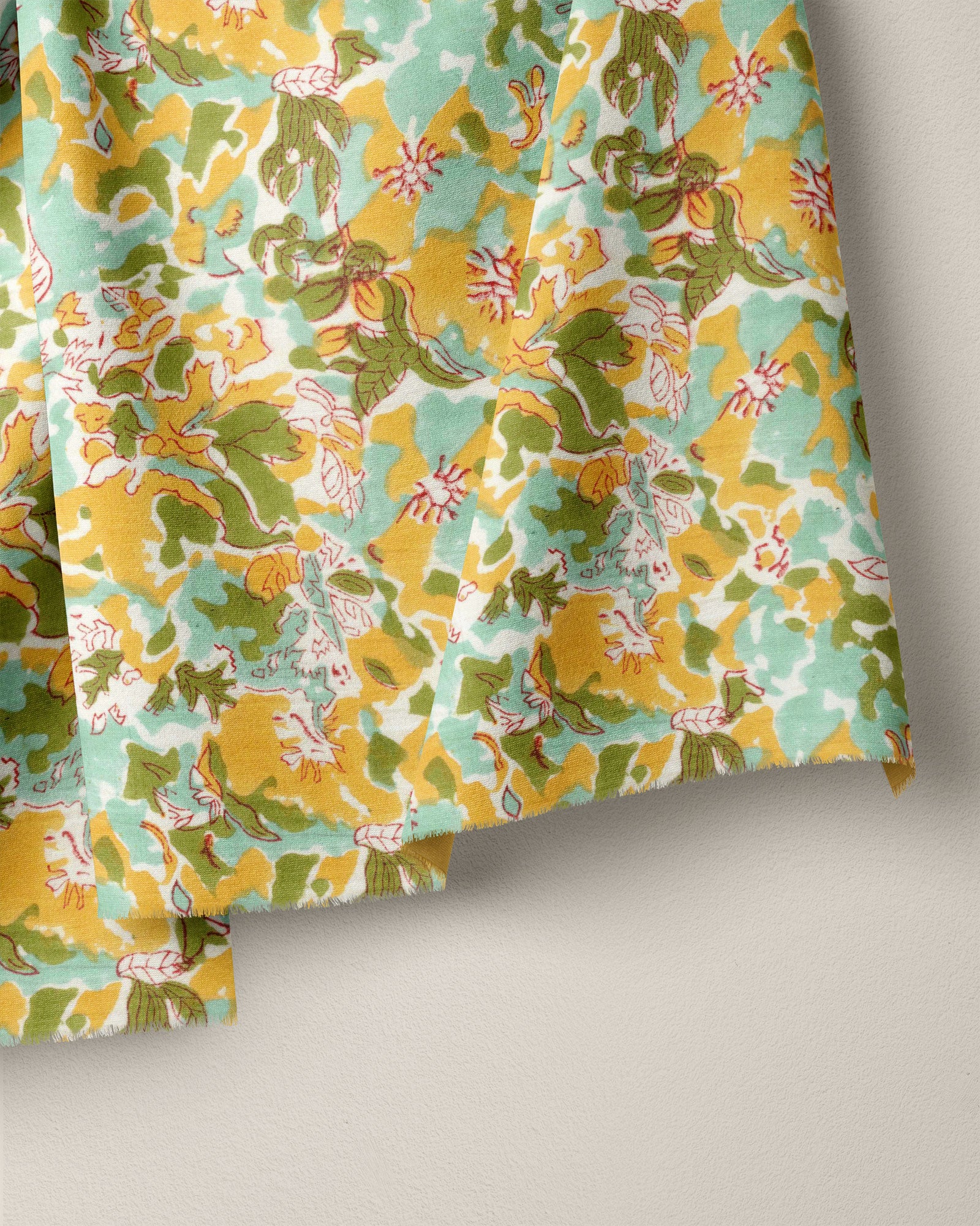 Watercolor Floral Block Print Cotton - Image 2
