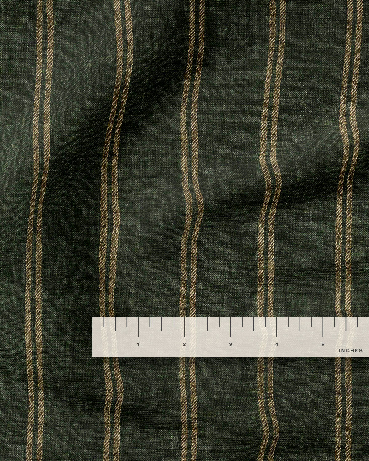 Woodland Green Twin Stripe Washed Linen - Image 3