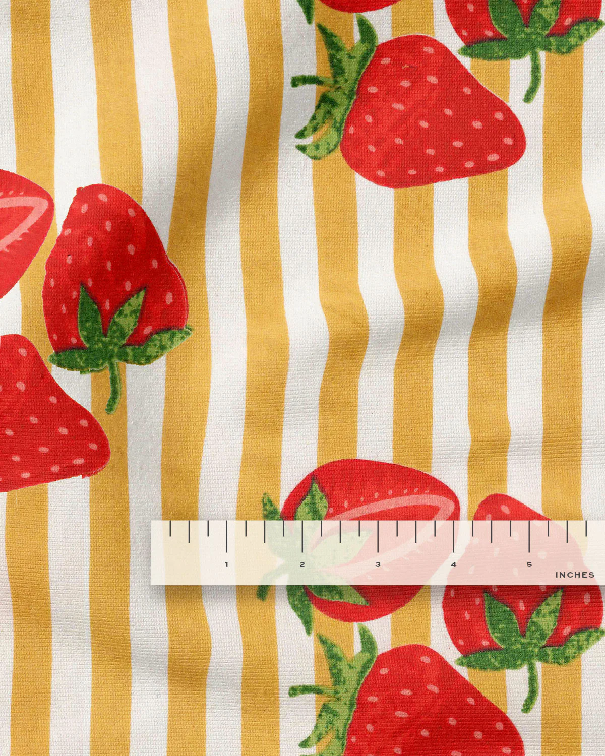 Yellow Strawberries Block Print Cotton - Image 3